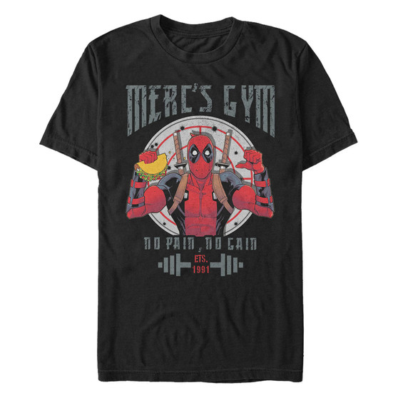 Marvel Men's Deadpool Merc's Gym, Short Sleeve T-Shirt