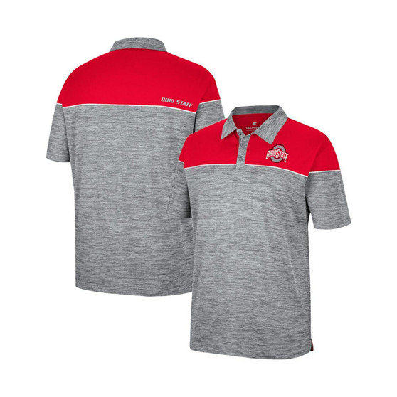 Men's Heathered Gray, Scarlet Ohio State Buckeyes Birdie Polo Shirt