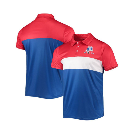 Men's Red, Royal New England Patriots Retro Colorblock Polo Shirt