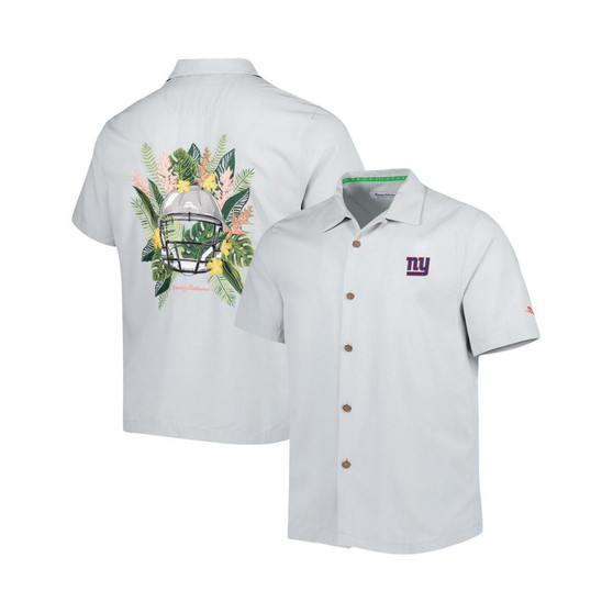 Men's Gray New York Giants Coconut Point Frondly Fan Camp IslandZone Button-Up Shirt