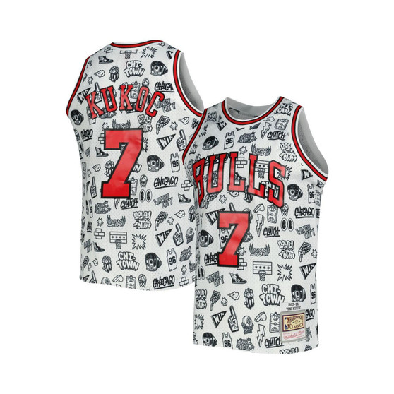 Men's Toni Kukoc White Chicago Bulls 1997-98 Hardwood Classics Doodle Swingman Jersey