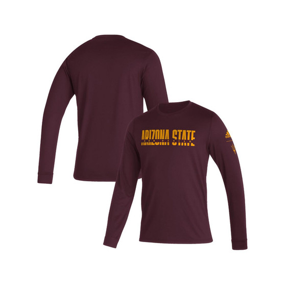 Men's Maroon Arizona State Sun Devils Sideline Locker Strikethrough Creator AEROREADY Long Sleeve T-shirt