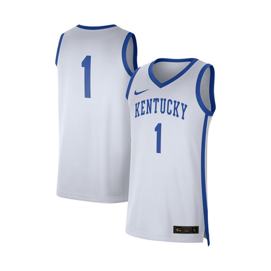 Men's #1 White, Royal Kentucky Wildcats Replica Jersey