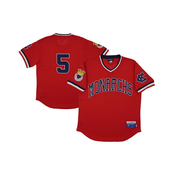 Men's #5 Red Kansas City Monarchs Mesh Replica V-Neck Jersey