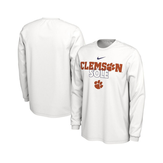 Men's White Clemson Tigers On Court Long Sleeve T-shirt