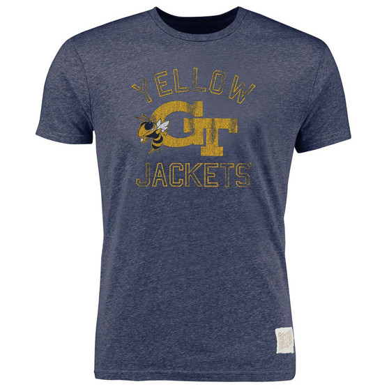 Men's Heather Navy Georgia Tech Yellow Jackets Vintage-Like Tri-Blend T-shirt