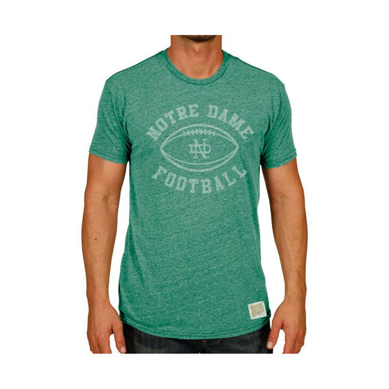 Men's Heather Green Notre Dame Fighting Irish Vintage-Like Football Tri-Blend T-shirt