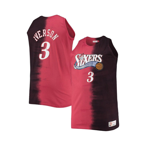 Men's Allen Iverson Red and Black Philadelphia 76ers Profile Tie-Dye Player Tank Top