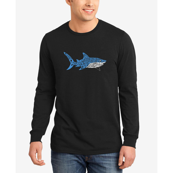 Men's Daddy Shark Word Art Long Sleeve T-shirt