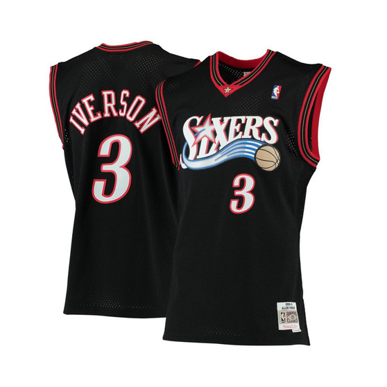 Men's Allen Iverson Black Philadelphia 76ers 2000-01 Hardwood Classics Swingman Jersey