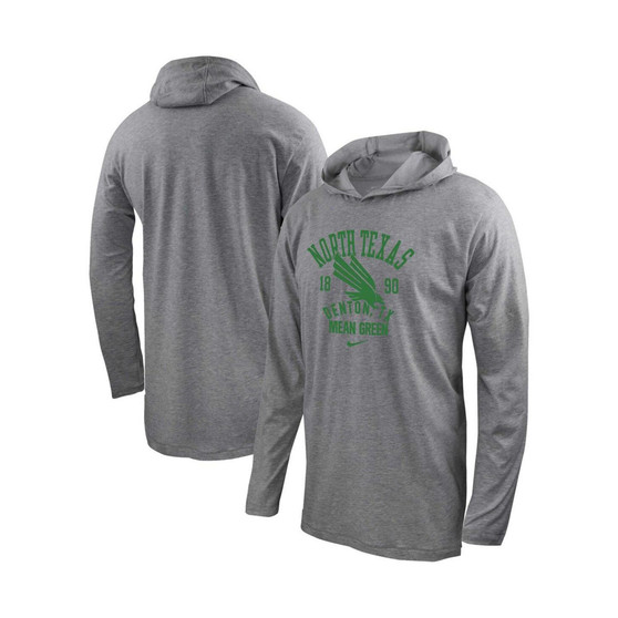 Men's Heather Gray North Texas Mean Green Performance Long Sleeve Hoodie T-shirt