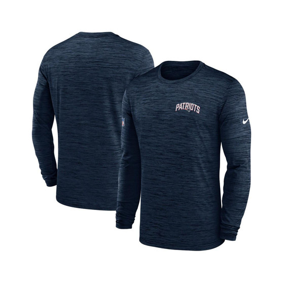 Men's Navy New England Patriots Velocity Athletic Stack Performance Long Sleeve T-shirt