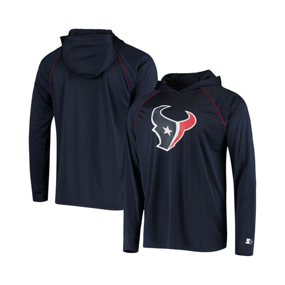 Men's Navy Houston Texans Warmup Hoodie Raglan Long Sleeve T-shirt
