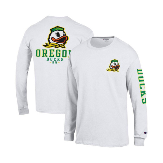 Men's White Oregon Ducks Team Stack Long Sleeve T-shirt