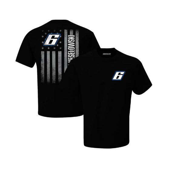 Men's Checkered Flag Black Brad Keselowski Exclusive Tonal Flag T-shirt