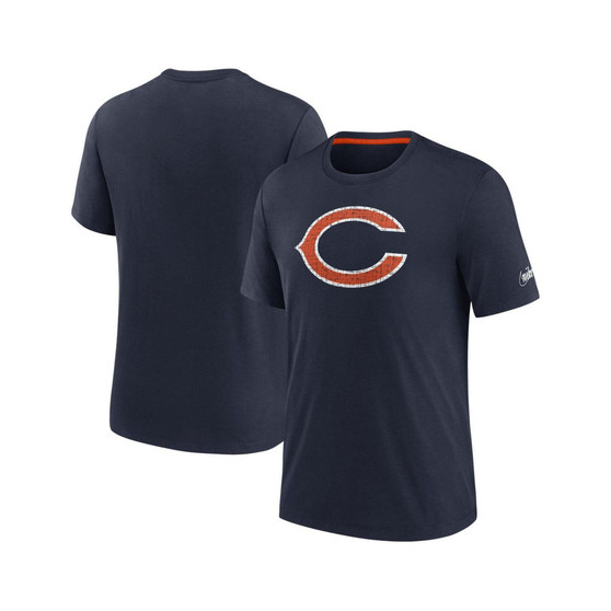 Men's Navy Chicago Bears Rewind Playback Logo Tri-Blend T-shirt
