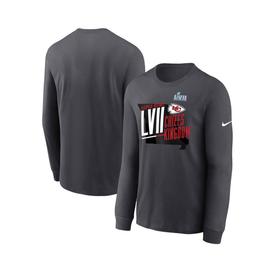 Men's Anthracite Kansas City Chiefs Super Bowl LVII Local Phrase Long Sleeve T-shirt