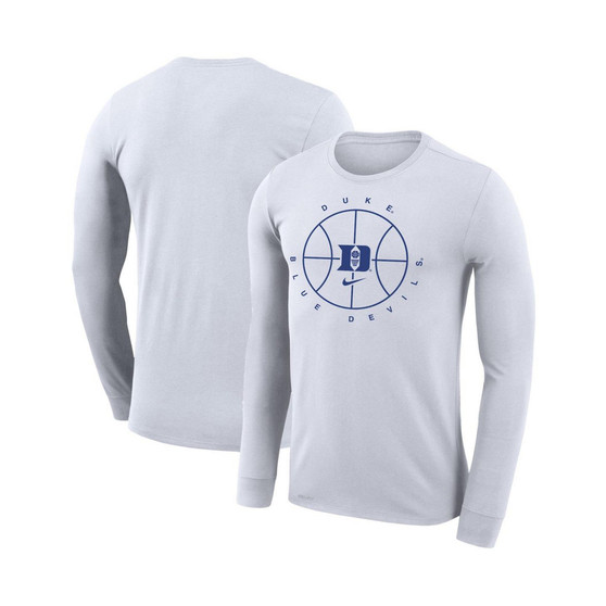 Men's White Duke Blue Devils Basketball Icon Legend Performance Long Sleeve T-shirt