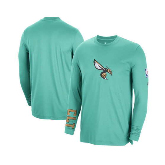 Men's Mint Charlotte Hornets 2022/23 City Edition Pregame Warmup Long Sleeve Shooting Shirt