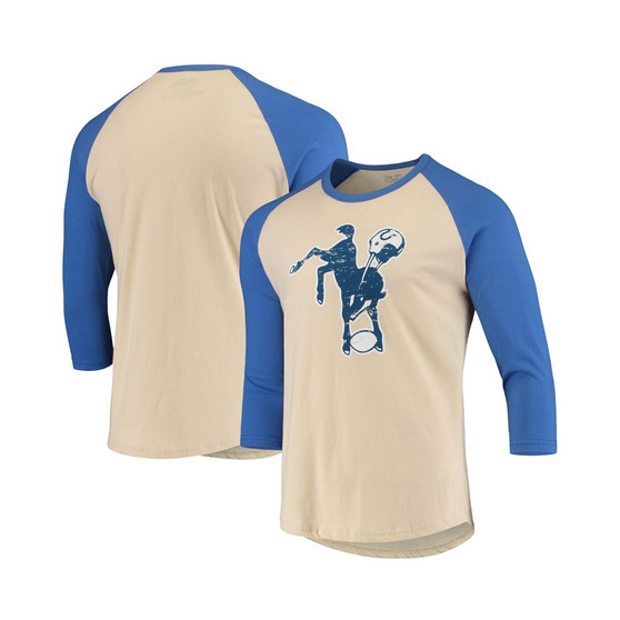 Men's Cream, Royal Indianapolis Colts Gridiron Classics Raglan 3/4 Sleeve T-shirt