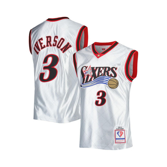 Men's Allen Iverson Platinum Philadelphia 76ers 2000-01 Hardwood Classics 75th Anniversary Swingman Jersey