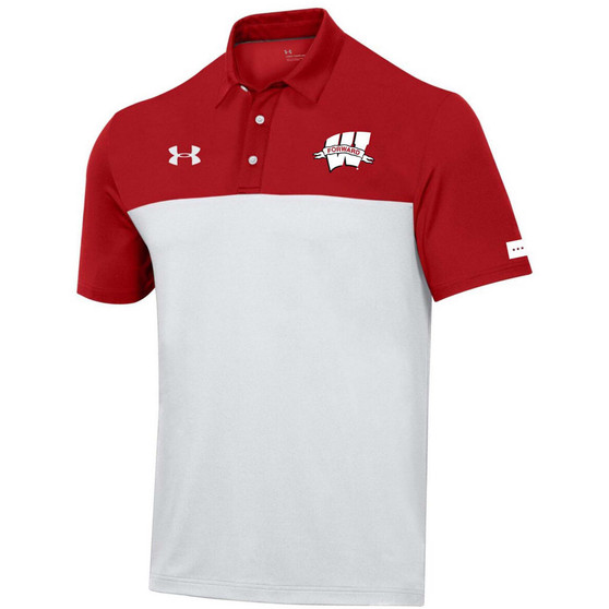 Men's White and Red Wisconsin Badgers Forward Collection Performance Polo Shirt