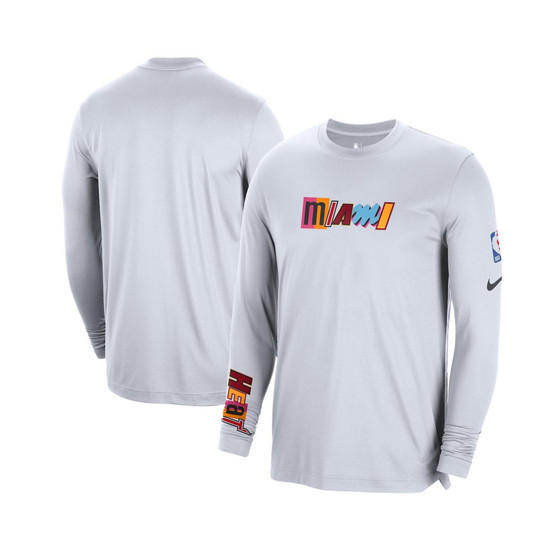 Men's White Miami Heat 2022/23 City Edition Pregame Warmup Long Sleeve Shooting Shirt