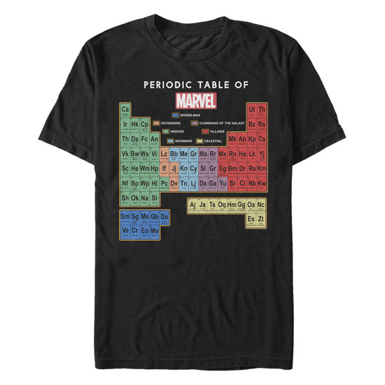 Marvel Men's Comic Collection Periodic Table of Heroes Short Sleeve T-Shirt