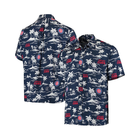 Men's Navy Chicago Cubs Vintage-Inspired Short Sleeve Button-Up Shirt