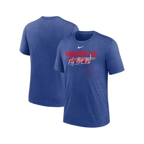 Men's Heather Royal Chicago Cubs Home Spin Tri-Blend T-shirt