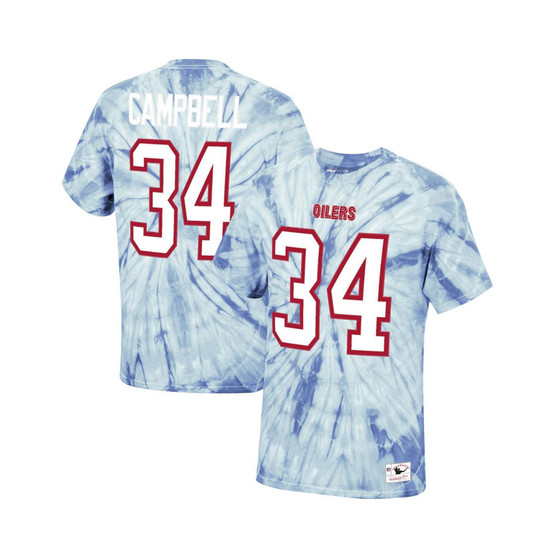 Men's Earl Campbell Light Blue Houston Oilers Tie-Dye Retired Player Name and Number T-shirt