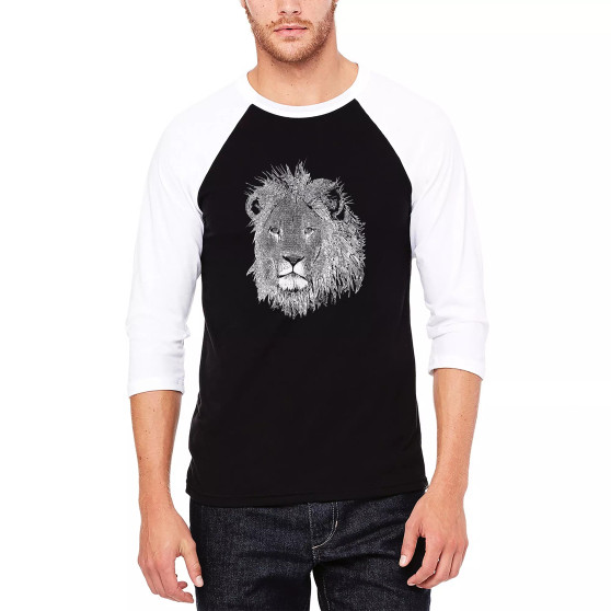 Men's Raglan Baseball Word Art Lion T-shirt