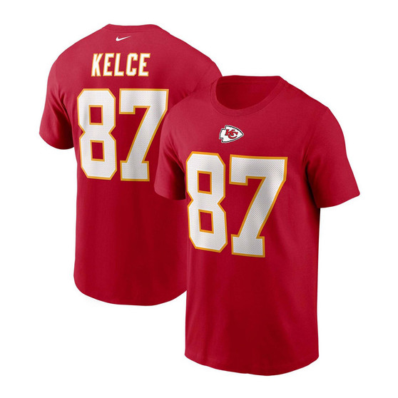 Men's Travis Kelce Red Kansas City Chiefs Name and Number T-shirt