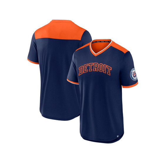 Men's Branded Navy, Orange Detroit Tigers True Classics Walk-Off V-Neck T-shirt