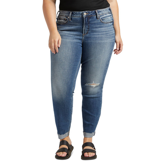 Plus Size Suki Mid-Rise Slim Straight-Leg Jeans