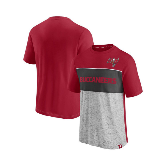 Men's Red, Heather Gray Tampa Bay Buccaneers Colorblock T-shirt