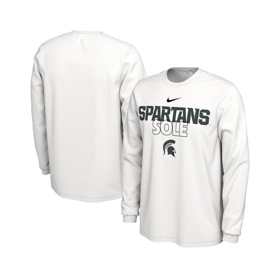 Men's White Michigan State Spartans On Court Long Sleeve T-shirt