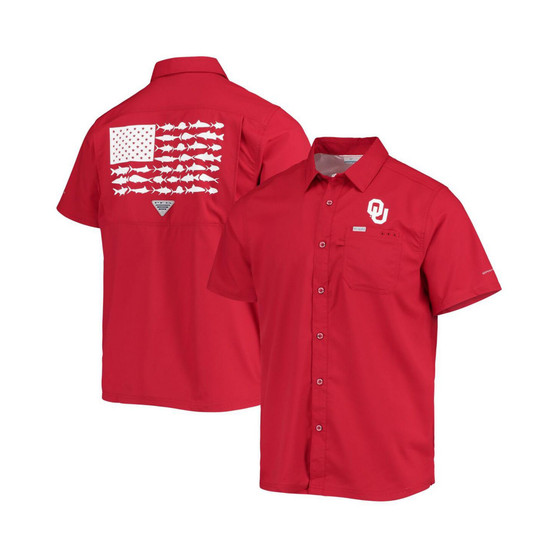 Men's PFG Crimson Oklahoma Sooners Slack Tide Camp Button-Up Shirt