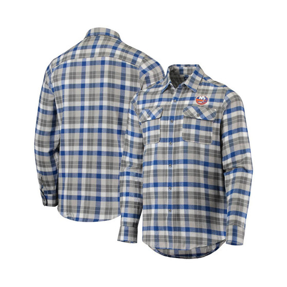 Men's Royal, Gray New York Islanders Ease Plaid Button-Up Long Sleeve Shirt