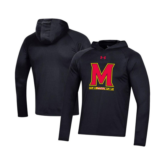 Men's Black Maryland Terrapins School Logo Raglan Long Sleeve Hoodie Performance T-shirt