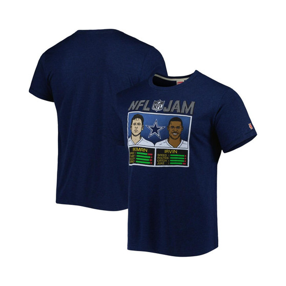 Men's Michael Irvin and Troy Aikman Heathered Navy Dallas Cowboys NFL Retired Jam Tri-Blend T-shirt