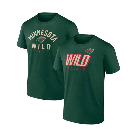 Men's Branded Green Minnesota Wild Wordmark Two-Pack T-shirt Set