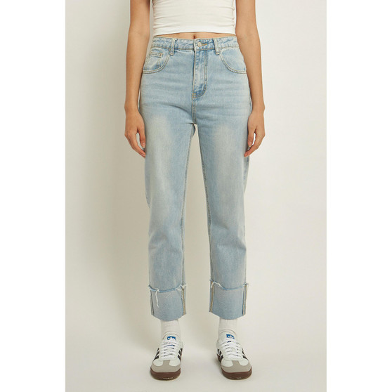 Women's Turn Over Hem Regular Fit Jeans