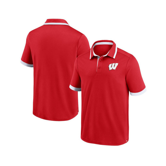 Men's Branded Red Wisconsin Badgers Color Block Polo Shirt