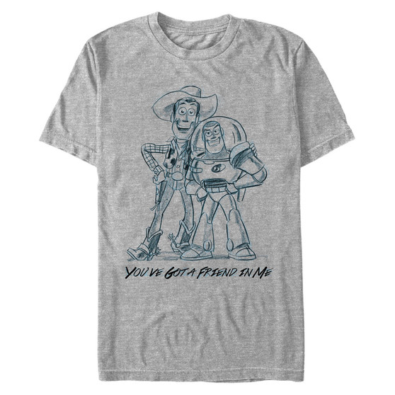 Disney Pixar Men's Toy Story Woody and Buzz You Gotta Friend Sketch Short Sleeve T-Shirt