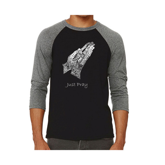 Prayer Hands Men's Raglan Word Art T-shirt