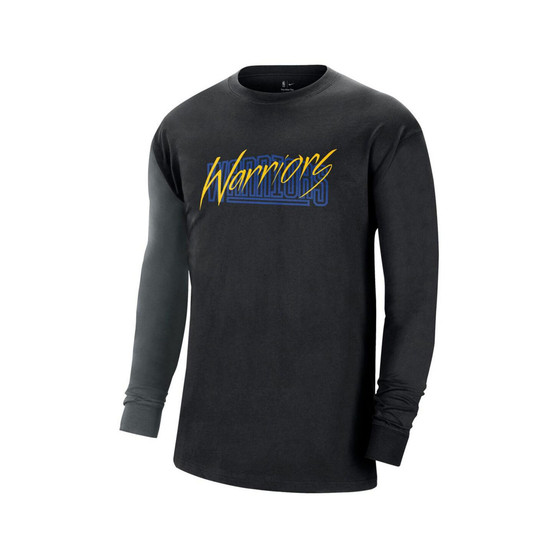 Men's Black Golden State Warriors Courtside Versus Flight MAX90 Long Sleeve T-shirt