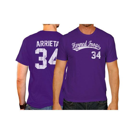 Men's Jake Arrieta Purple TCU Horned Frogs NCAA Baseball T-shirt