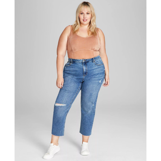 Trendy Plus Size Ripped Mom Jeans