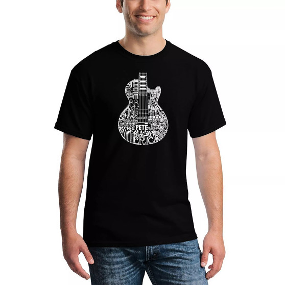 Men's Rock Guitar Head Word Art T-shirt